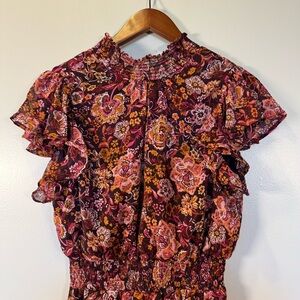 Cynthia Steffe Floral Jumpsuit, size medium, NWT, burgundy